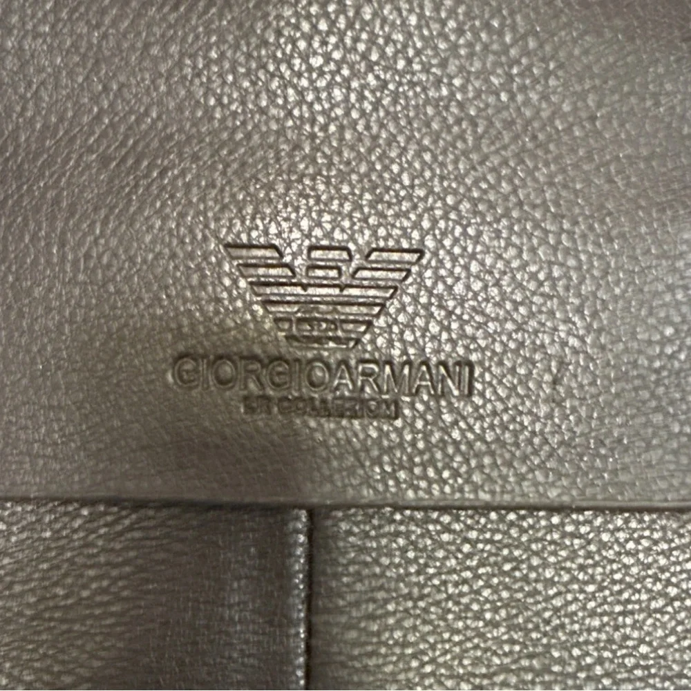 Giorgio Armani Brown Pebbled Leather Travel Laptop Crossbody Bag